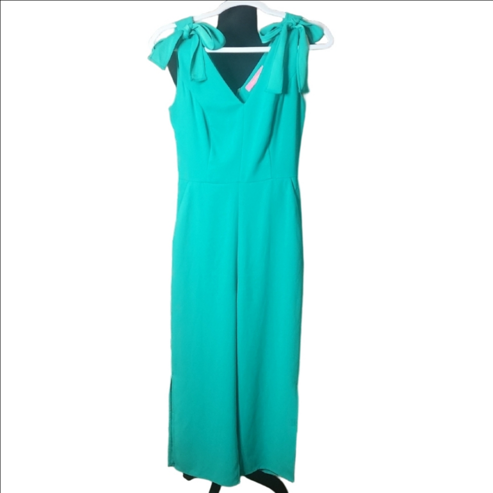 Lilly Pulitzer Kelly Green Jumpsuit with Faux Bow Straps, Size 00